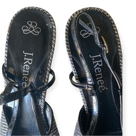 J.Renee Elisha Black/Silver Patterned Slingback Kitten Heels Women’s Size 12M - Picture 8 of 16